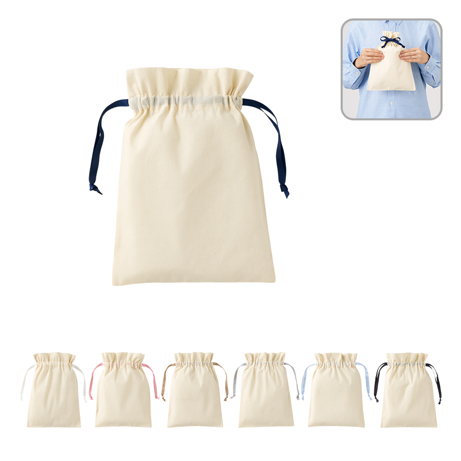 コットンカラーリボン巾着(M)